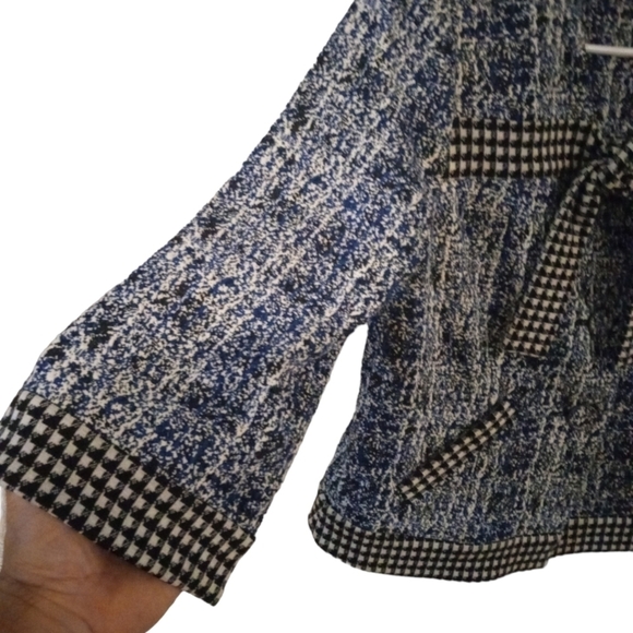 Cabi Tweed Reina 21 Club Blue/White/ Checkered Accented Jacket Blazer Unique XS - Picture 3 of 12
